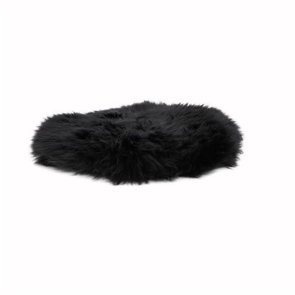 Crni jastuk od ovčje kože Native Natural Round, ⌀ 40 cm