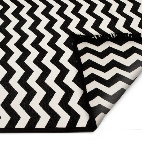 Crno bijeli dvostrani tepih Zig Zag, 140 x 215 cm-image-2