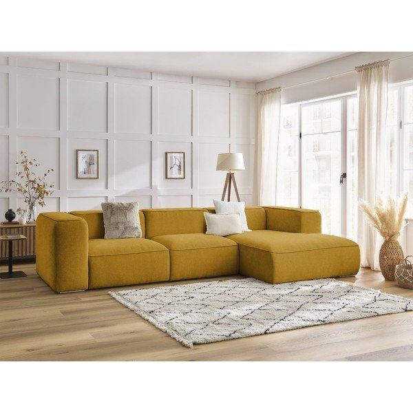 Oker žuta kutna garnitura od bouclé tkanine (s desnim kutom) Zephyr – Bobochic Paris-image-1