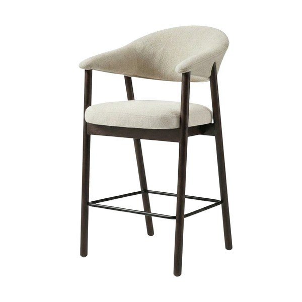Smeđa/krem podstavljena barska stolica s naslonima za ruke (visine sjedala 67 cm) Elk – Unique Furniture