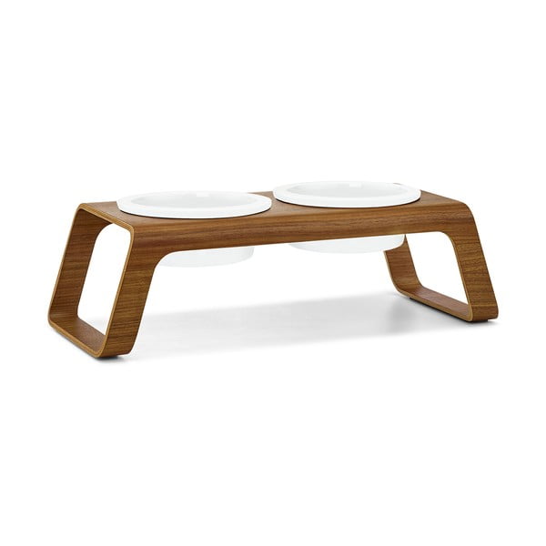 Set posuda s postoljem za pse Desco Walnut S – MiaCara