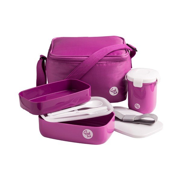 Set tamnoružičasta kutija za objed , šalica i torba Premier Housewares Grub Tub, 21 x 13 cm-image-1