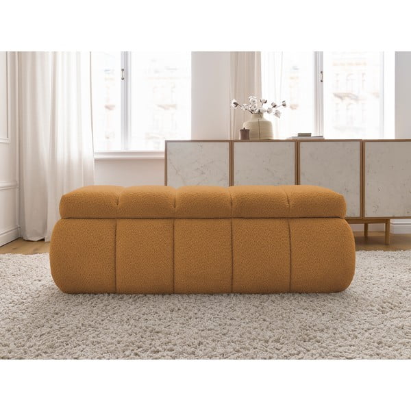 Oker žuta klupa od bouclé tkanine – Bobochic Paris-image-1