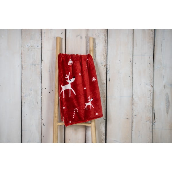 Crvena božićna deka od mikropliša 200x150 cm Dasher - My House