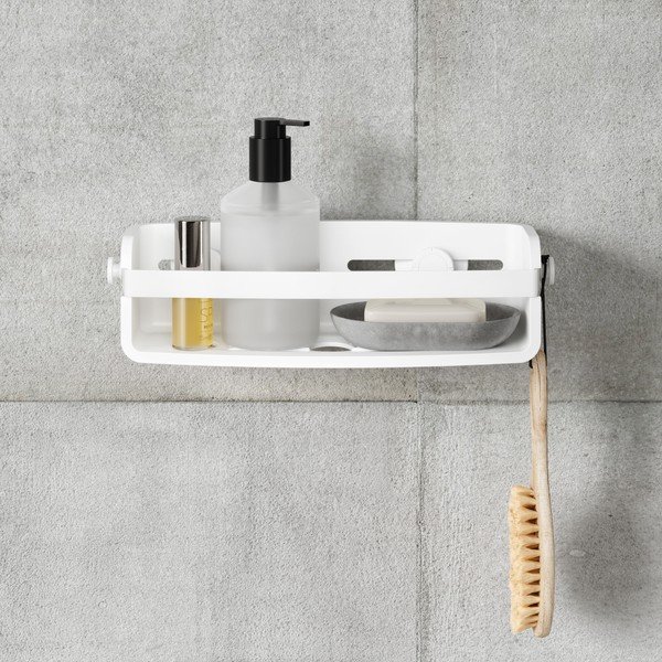 Bijela samonosiva plastična kupaonska polica Flex - Umbra-image-3