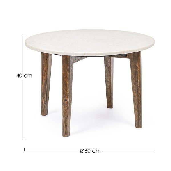 Bijeli/u prirodnoj boji okrugao stolić za kavu s mramornom pločom ø 60 cm Sylvester – Bizzotto-image-4
