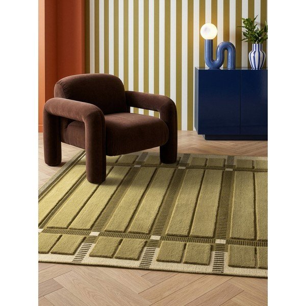 Zeleni/bež ručno rađen vunen tepih 120x170 cm – Asiatic Carpets-image-1