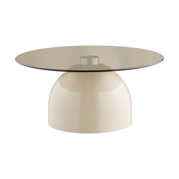 Bež okrugao stolić za kavu sa staklenom pločom stola ø 70 cm Ravello – House Nordic-image-2