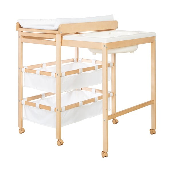 Bijeli/u prirodnoj boji stol za presvlačenje u dekoru breze Baby Pool – Roba-image-2