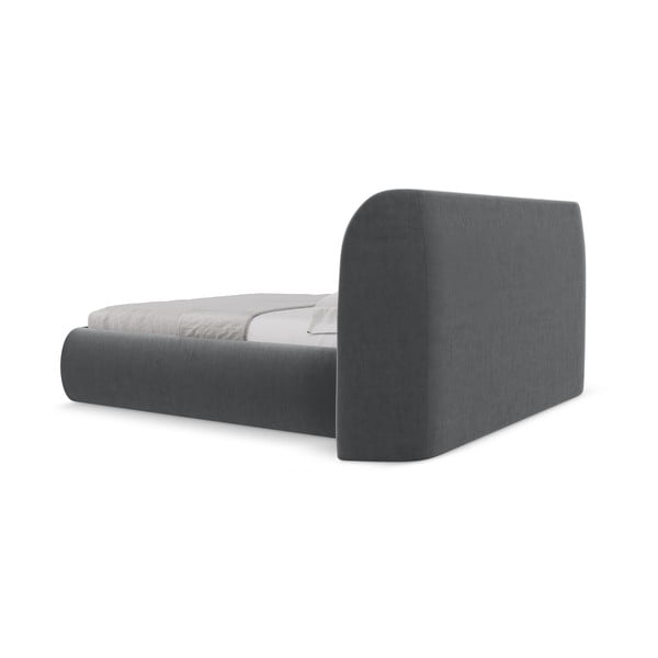 Tamno sivi tapecirani bračni krevet s prostorom za odlaganje s podnicom 140x200 cm Hauke – Makamii-image-4