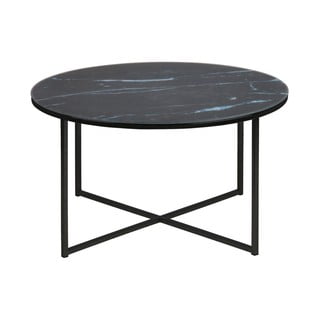 Crni stolić za kavu sa pločom u mramornom dekoru Actona Alisma, ⌀ 80 cm