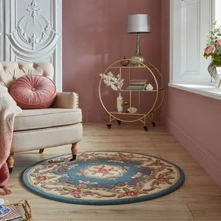 Plavi vuneni tepih tepih Flair Rugs Aubusson, ⌀ 120 cm