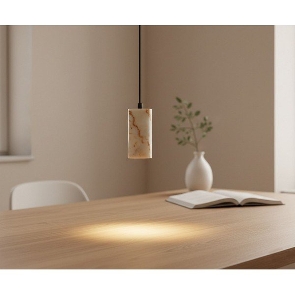 Krem viseća svjetiljka s mramornim sjenilom ø 6,5 cm Selma – Opviq lights-image-2