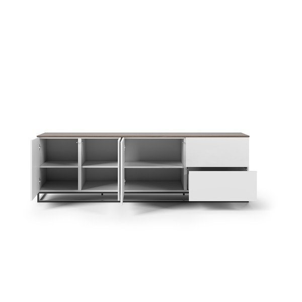 Mat bijeli TV stol s pločom od oraha TemaHome Join, 200 x 65 cm-image-1