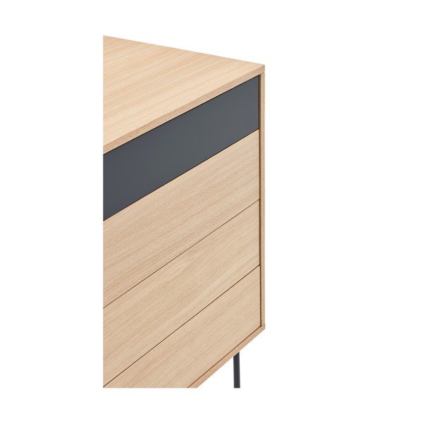 Antracit siva komoda s hrastovim furnirom s ladicama Teulat Yoko-image-4