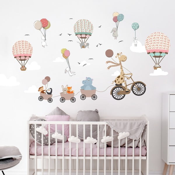 Dječja zidna naljepnica Ambiance Animals and Hot Air Balloons in the Clouds, 90 x 60 cm-image-2