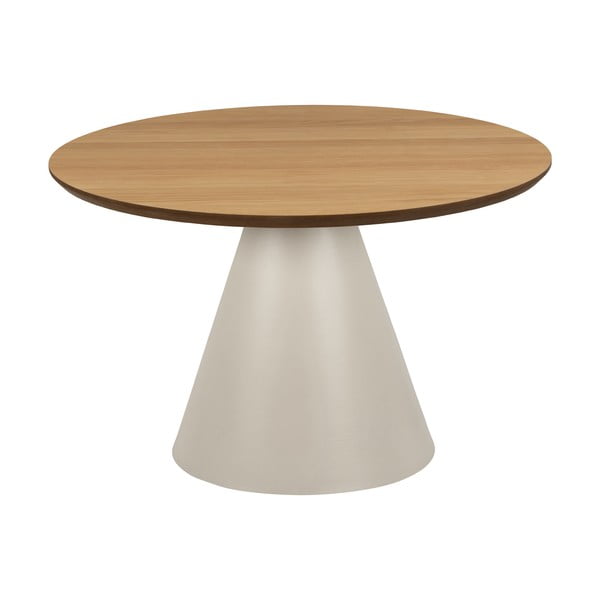 Krem/u prirodnoj boji okrugao stolić za kavu s pločom stola u dekoru hrasta ø 65 cm Soli – Actona