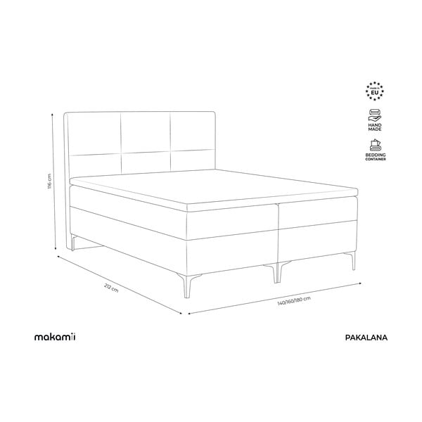Bež boxspring krevet s prostorom za odlaganje 160x200 cm Pakalana – Makamii-image-3