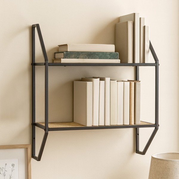 Crna/u prirodnoj boji metalna polica s više razina 61 cm Depok – Premier Housewares-image-1