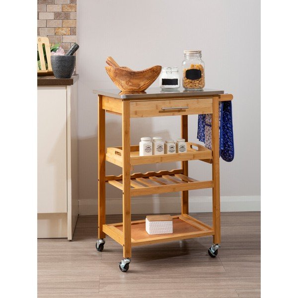 Od bambusa kolica za posluživanje na kotačima 41x58 cm Harlow – Premier Housewares-image-3
