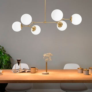 Viseća svjetiljka za 6 žarulja u zlatno-bijeloj boji Opviq lights Damar Horizontal