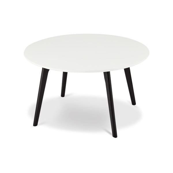 Crno-bijeli stolić za kavu sa nogama od hrastovog drveta Furnhouse Life, ø 80 cm