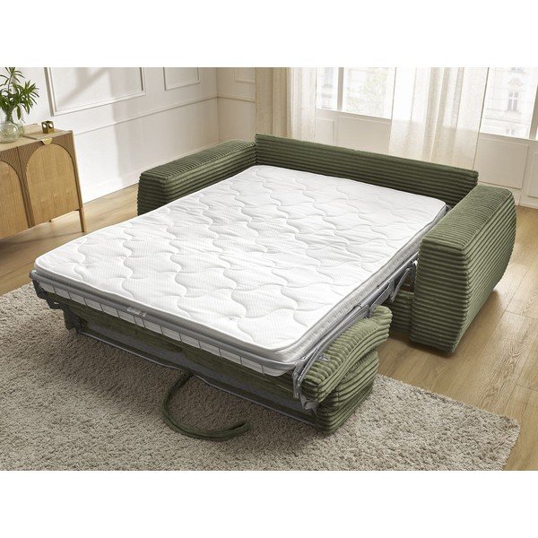 Zelena sofa za spavanje/sklopiva od samta 220 cm Hugo – Bobochic Paris-image-1
