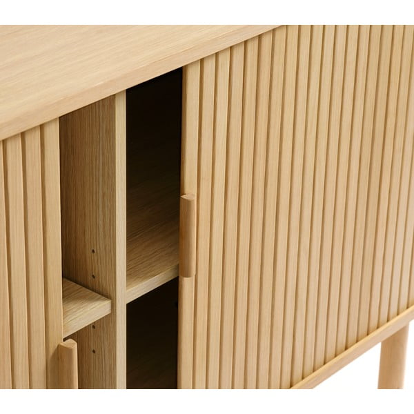 Niska komoda u dekoru hrasta s kliznim vratima u prirodnoj boji 76x160 cm Cavo – Unique Furniture-image-1