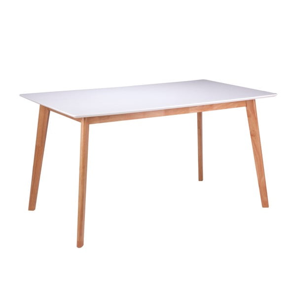 Bijeli stol za blagovanje s nogama od gumenog stabla sømcasa Marie, 140 x 80 cm