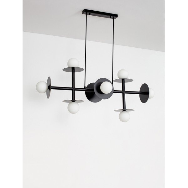 Bijela/crna metalna viseća svjetiljka sa staklenim sjenilom Pielo – Nova Luce-image-3