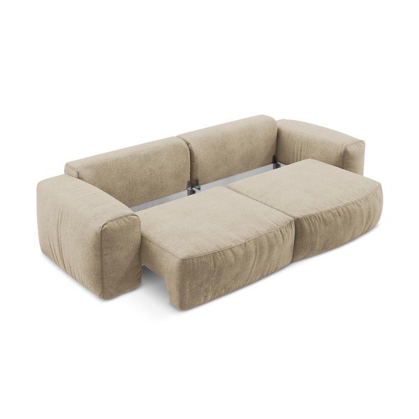Svjetlo smeđa sklopiva sofa od šenila 275 cm Kuki – Makamii-image-4