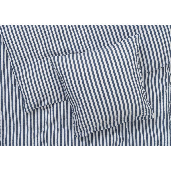 Bijelo-tamno plava posteljina za krevet za jednu osobu-za produženi krevet od krepa 140x220 cm Bæk&Bølge – JUNA-image-1