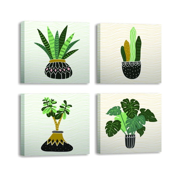 Slike u setu od 4 komada 30x30 cm Plants - Wallity