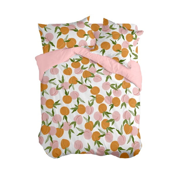 Narančasta/ružičasta navlaka za poplun za krevet za jednu osobu 140x200 cm Peach fruits – Aware