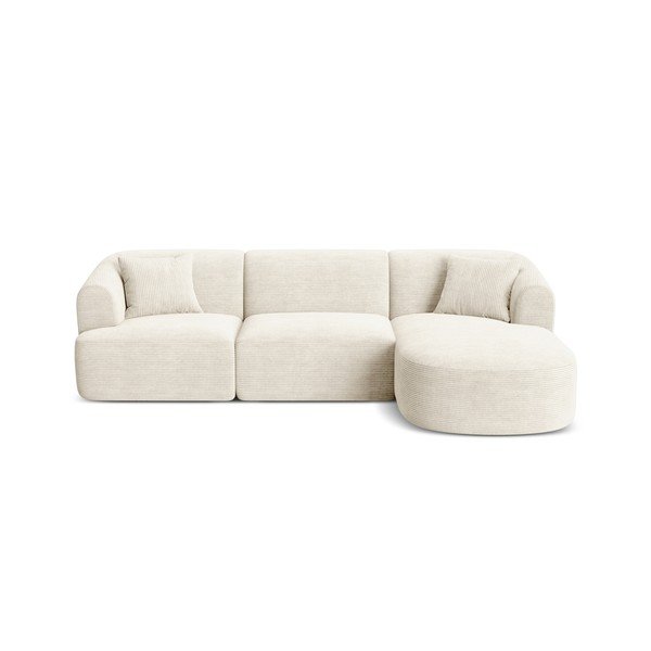 Bež kutna garnitura od samta (s desnim kutom/s ležaljkom) Campi – Cosmopolitan Design