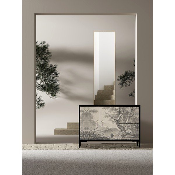 Crna/bež niska komoda 113x84 cm Wilma – Really Nice Things-image-4