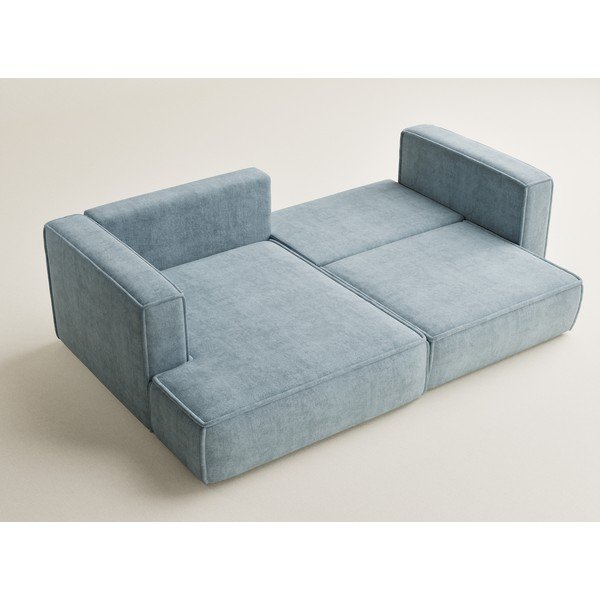 Svijetlo plava sklopiva/s prostorom za odlaganje kutna garnitura od šenila (s lijevim kutom/s ležaljkom) Velto – Maison de Rêve-image-3