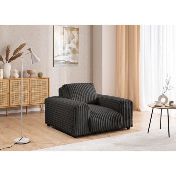 Tamno siva fotelja od samta Justin – Ropez-image-4