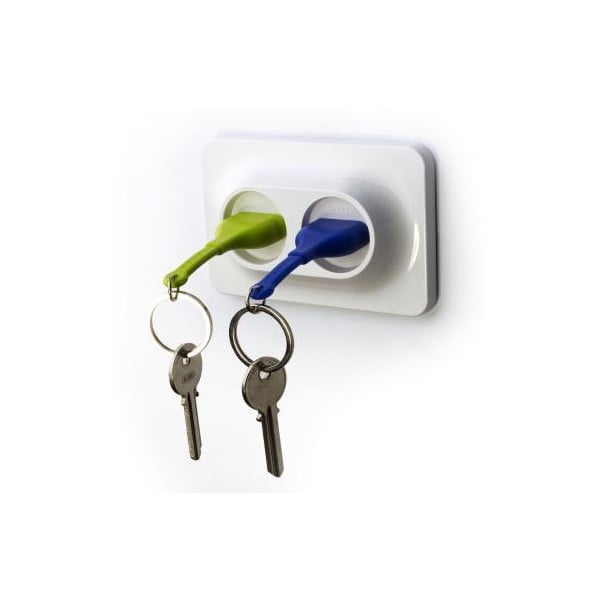Vješalica za ključeve sa zelenim i plavim Qualy &amp; CO Double Unplug privjeskom za ključeve