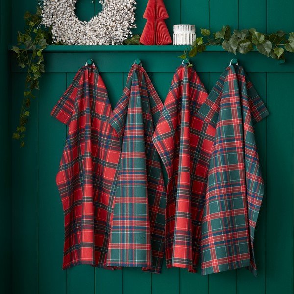 Pamučna kuhinjska krpa 4 kom s božićnim motivom 70x50 cm Christmas Tartan Check – Catherine Lansfield-image-1