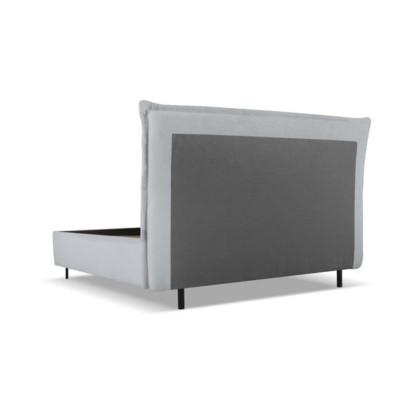 Sivi tapecirani bračni krevet s prostorom za pohranu s podnicom 180x200 cm Armie – Milo Casa-image-3