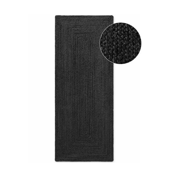 Crna obostrana/ručno rađena jutena staza 80x200 cm Juno – Hanse Home