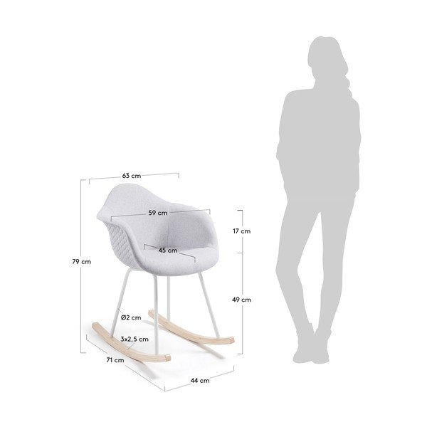 Svijetlosiva stolica za ljuljanje Kave Home Kenna-image-4