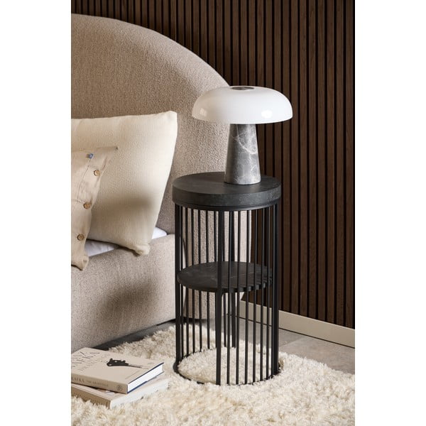 Crni noćni ormarić s pločom stola u mramornom dekoru Strington – Actona-image-1