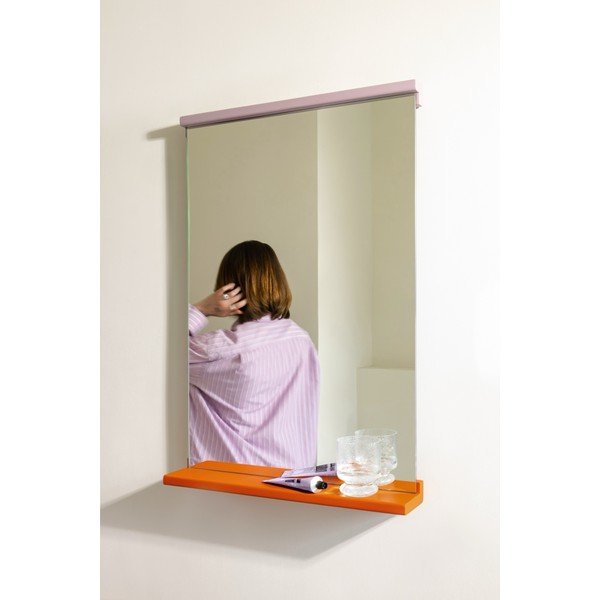 Zidno ogledalo s policom s okvirom od masivnog drveta 50x75 cm Lun – noo.ma-image-1