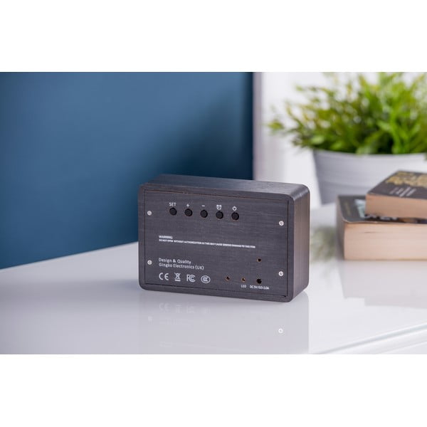 Crna budilica s bijelim LED zaslonom Gingko Brick Click Clock-image-1