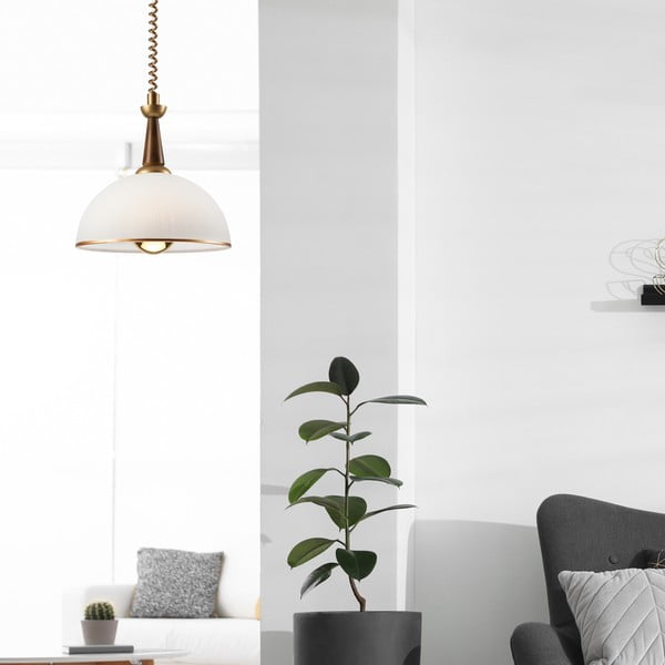 Viseća svjetiljka u zlatnoj boji/tamno smeđa sa staklenim sjenilom ø 30 cm Ciara – LAMKUR-image-2