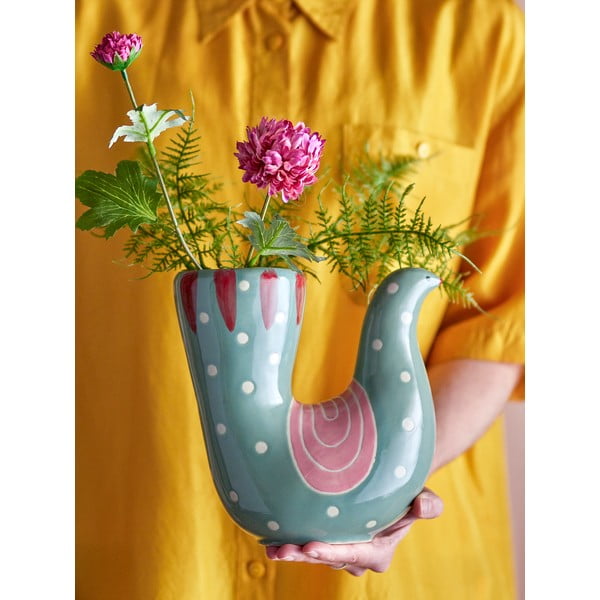 Zelena ručno oslikana vaza od kamenine (visina 19 cm) Trudy – Bloomingville-image-3