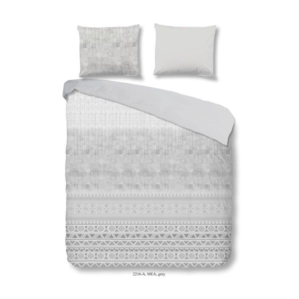 Sivo-smeđa posteljina za bračni krevet od pamuka Dobro jutro Mea, 200 x 240 cm