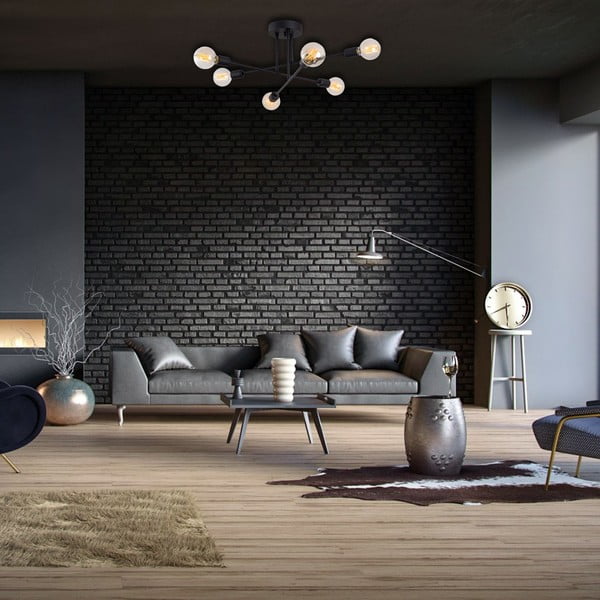 Crna stropna svjetiljka 64x64 cm Flower – Opviq lights-image-4